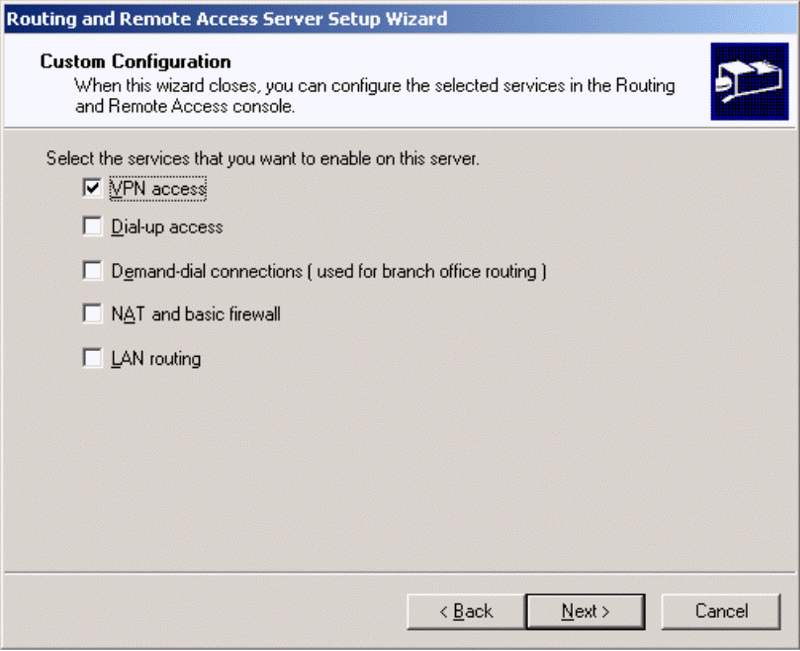 create incoming vpn windows server 2003