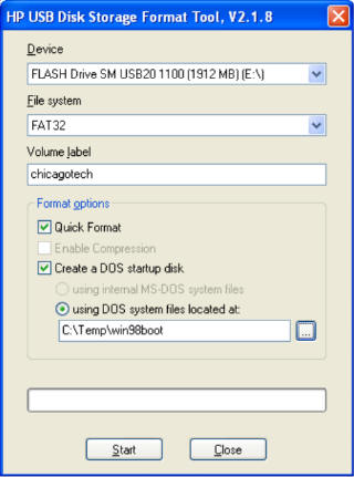 téléchargement du contenu du disque de démarrage Windows 98